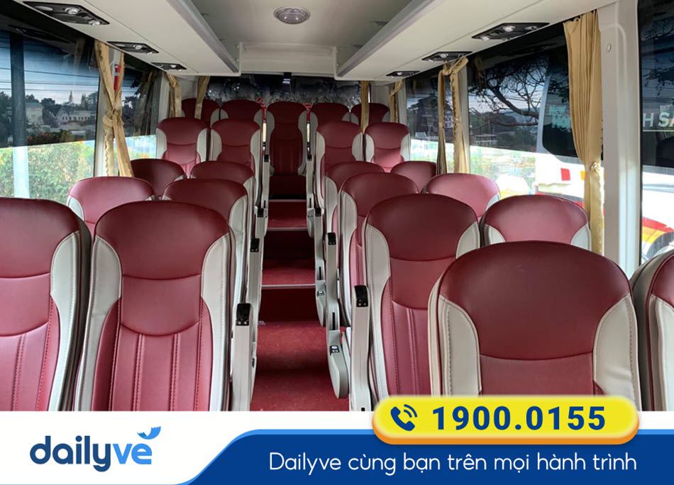 Nội thất xe ghế 28 chỗ của nhà xe Mỹ Hiền Đà Lạt