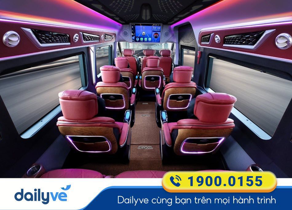 Nội thất xe ghế ngồi Limousine 9 chỗ của nhà xe Thiên Phát Đạt