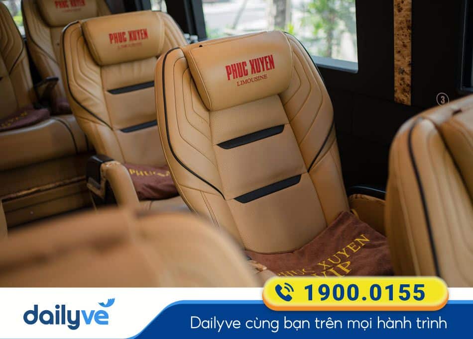 Tiện ích xe Limousine 9 chỗ của xe khách Phúc Xuyên Quảng Ninh - Hà Nội