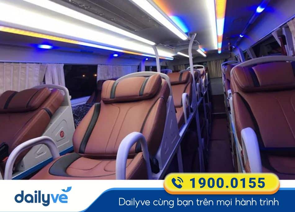 Nội thất xe giường nằm 38 chỗ của nhà xe Phúc Lợi Cửa Lò đi Hà Nội